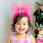 Pink mouse ears with net ruffles