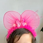 Pink mouse ears with net ruffles