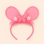 Pink mouse ears with net ruffles