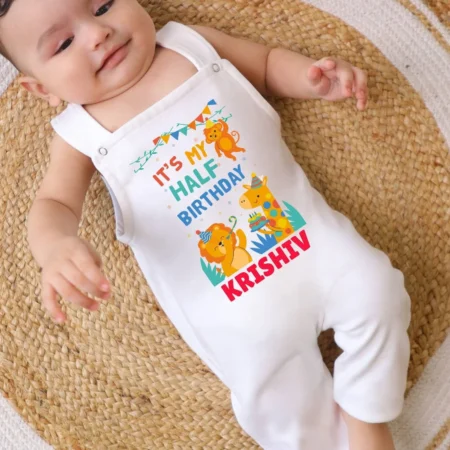It's My Half Birthday! Cute Animal Theme Dungaree