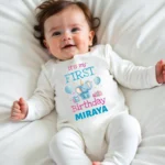 My 1st Birthday Cute Elephant Theme Jumpsuit