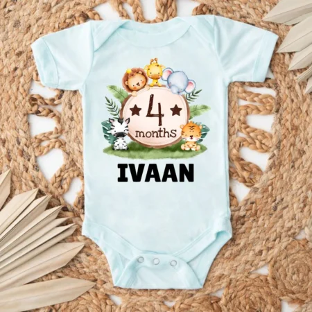 4 Months Cute Animal Theme Onesie, T-shirt Or Jumpsuit