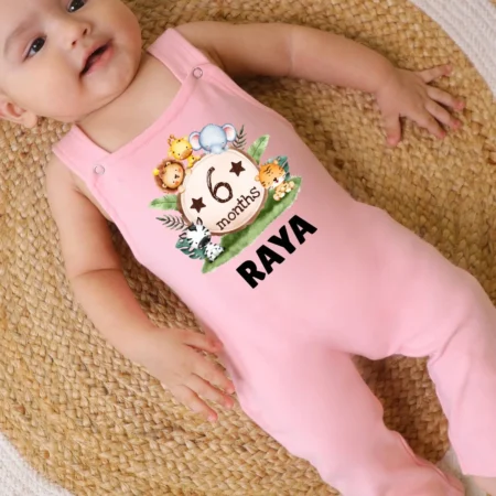 Six Months Cute Animal Theme Dungaree