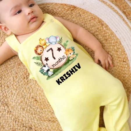 Seven Months Cute Animal Theme Dungaree..