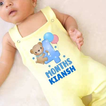 4 Months Teddy Balloon Dungaree