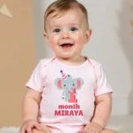 Cute Elephant Theme 1 Month Onesie, T-shirt Or Jumpsuit