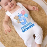 Five Months Teddy Balloons Theme Dungaree