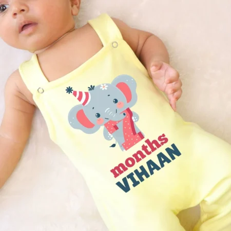 Seven Cute Elephant Months Dungaree..