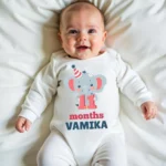 Eleven Months Cute Baby Elephant Theme Birthday Wear