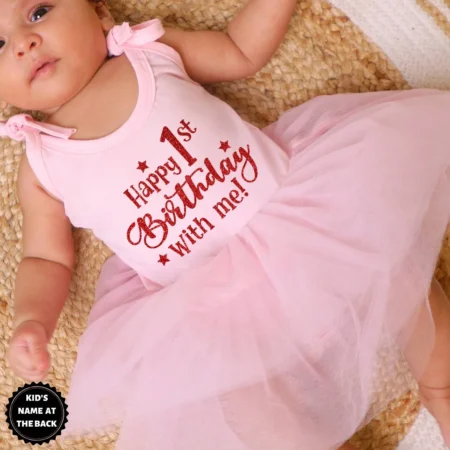 Happy First Birthday With Me Cute Tutu Onesie Baby Wear!!