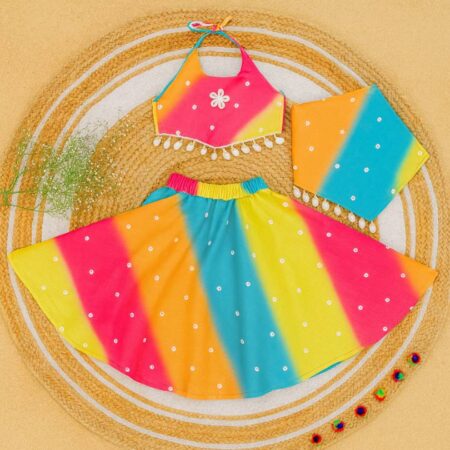 Bandhani Lehenga Set With Headgear