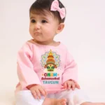 Onam Ashamsakal A-line Pink Kurta & Pajama Set