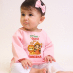 Namo Namo Durge Sukh Karni With Kid's Name Red Kurta & Pajama