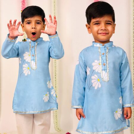 Blue Bloom Kurta Set Print