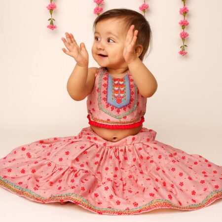 Festive Bloom Halter Lehenga Dress