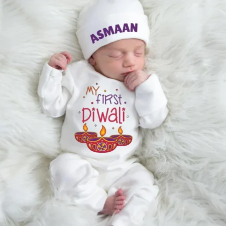 My First Diwali Jumpsuit With Cap Set