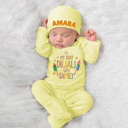 My First Diwali Jumpsuit With Cap Set