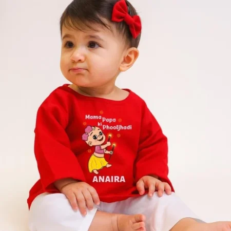 Mama Papa Ki Phooljhadi A-line Red Kurta & Pajama