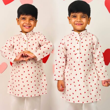 Adorable Heart Print Kurta Set