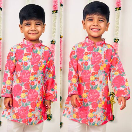 Multicolor Flower Print Kurta for Boys
