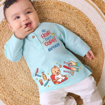 No Hair Don't Care Blue Kurta Set