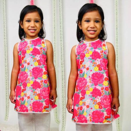 Multicolor Flower Print Kurta for Girls