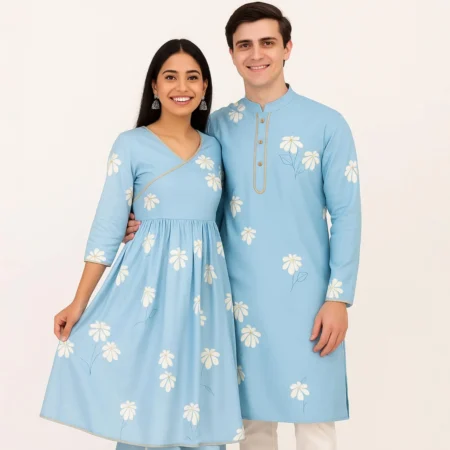 Blue Bloom Print Outfits for Adults