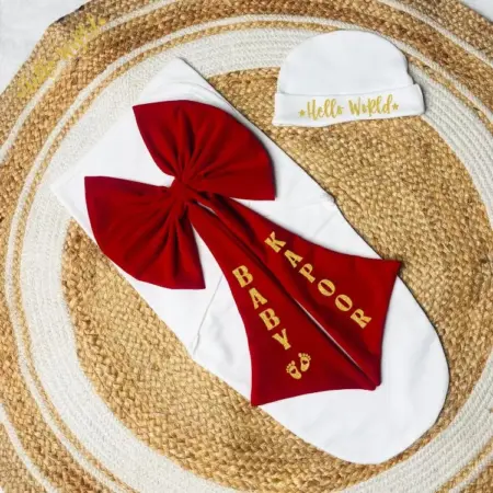 Cute Bow Wrap With Cap Set For Babies With Customized Name