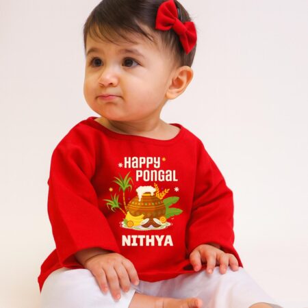 Happy Pongal A-line Red Kurta & Pajama