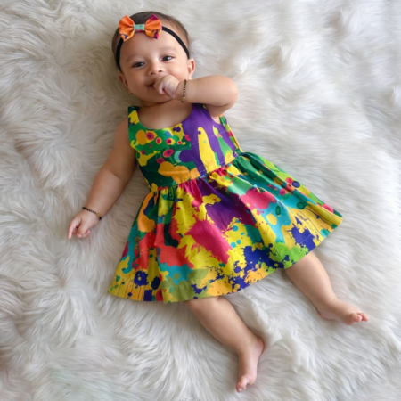 Cute Subtle Color Splash Frock For Girls