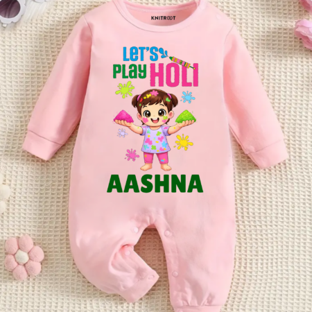 Let's Play Holi Jumpsuit For Baby Girl