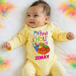 My First Holi Color Yellow Jumpsuit For Baby Boy
