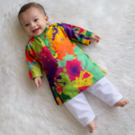 Cute Subtle Gulaal Print Splash Kurta For Boys