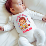 My First Holi White Jumpsuit For Baby Boy