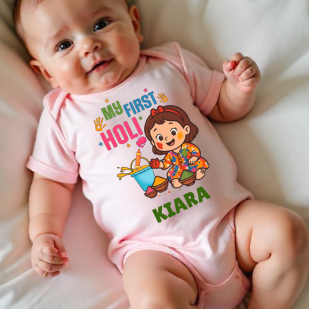 My First Holi Baby Girl Print Onesie Or T-shirt