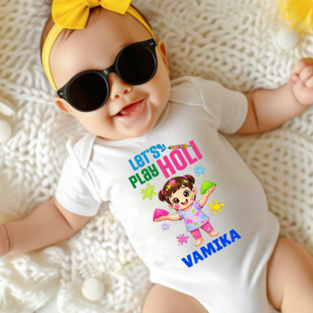 Let's Play Holi Baby Girl Print Onesie Or T-shirt