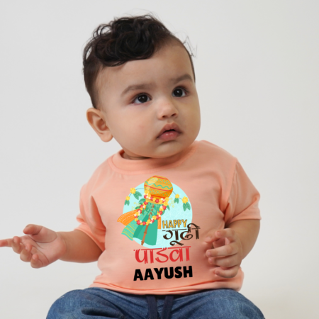 Happy Gudipadwa Baby Peach Tshirt