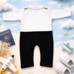 Baby Pilot Captain Romper with Tie – Personalized Name Outfit – 1