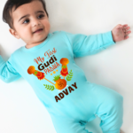 My First Gudi Padwa Baby Boy Blue Jumpsuit