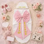 Cute Pink Personalized Baby Bow Wrap