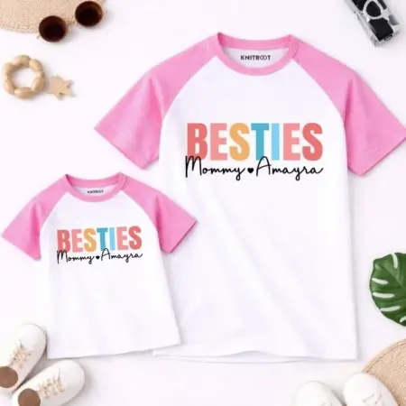 Besties Mommy & Baby Name Pink Combo