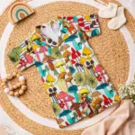 Mushroom Print Collared Baby Romper