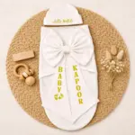 Cute White Personalized Baby Bow Wrap