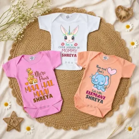 Cute Mom Quote Print Baby Onesies Combo Of 3