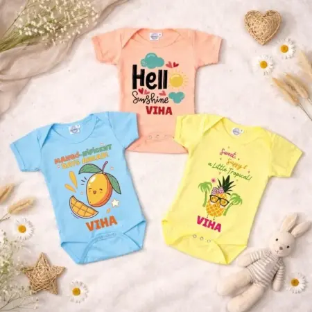 Sunny Day Theme Baby Onesie (Pack Of 3)