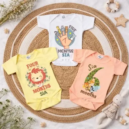 Baby Monthly Milestone Print Onesie Combo