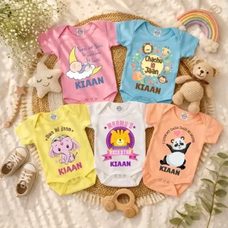 Cute Family Love Baby Onesies Combo (Pack Of 5)