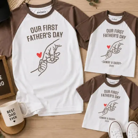 Our First Father's Day Raglan T-shirt Combo Of Three