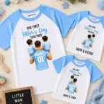 Our First Father's Day Blue Raglan T-shirt Combo Of Three