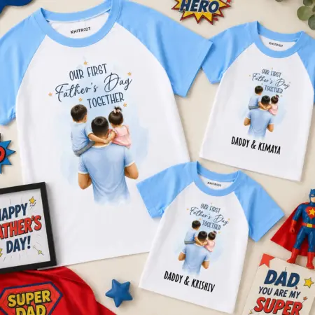 Our First Father's Day Blue Raglan (Daughter & Son Special)